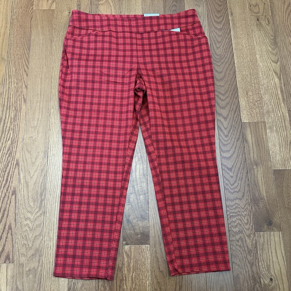 Croft & Barrow Womens Red Plaid Stretchable Pants Size‎ 12 Petite NWT